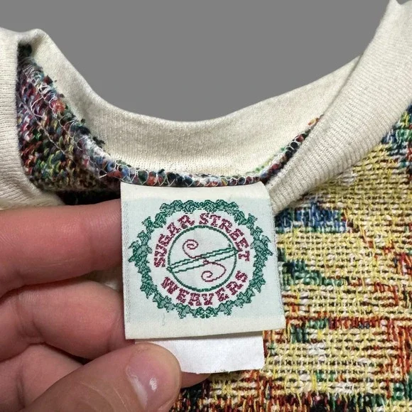 Vintage 90s Sugar Sreet Weavers Sunflower Butterfly AOP Sweater Women's Large - Picture 4 of 8